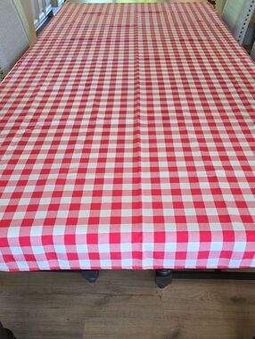 Red and White Checkered Tablecloth - Unbranded
